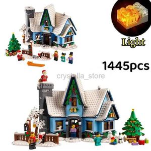 Blokken Kerstman Kerst Winter Dorpslandschap met licht Bouwstenen Bakstenen MOC 10275 Sneeuwhuismodel Assemblagespeelgoed Kid Geschenken 240120