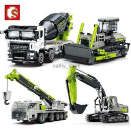 Blocs SEMBO City Construction ingénierie véhicule pelles grue bulldozers bétonnière camion blocs de Construction voiture briques enfant ToysL231223