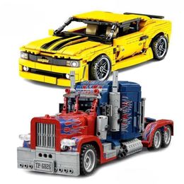 Blokken Sembo City Super Racewagen Voertuigbouw Schepper Zware vrachtwagen Vrachtwagen Expert Bricks Set Modellen Kinderen Kinderen Speelgoed Drop Delive Dhwtz