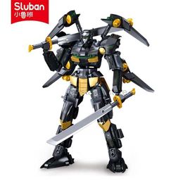 Blocs Sluban Building Block Toys Alpha Robot Mechanist Series B1052 Black Bat Hero 534PCS Briques compatibles avec les grandes marques 240120