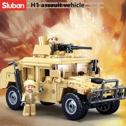 Blokkeert Sluban Building Build Toys Army Hummer H2 Militaire serie 265pcs Bricks B0837 Compatbile met toonaangevende merkconstructiekits