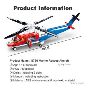 Bloques Sluban M38-B0886 402 Uds. Conjuntos de la serie City avión de rescate helicóptero modelo de avión bloques de construcción DIY juguetes para niños regalo 2022