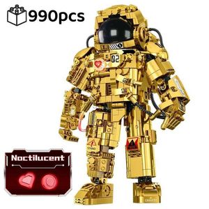 Blokken Space Gold Astronauten Bouwstenen Machines Ruimtevaarder Verkennen Avontuur Model Bricks Educationa Assemblagespeelgoed Kid Gift 240120