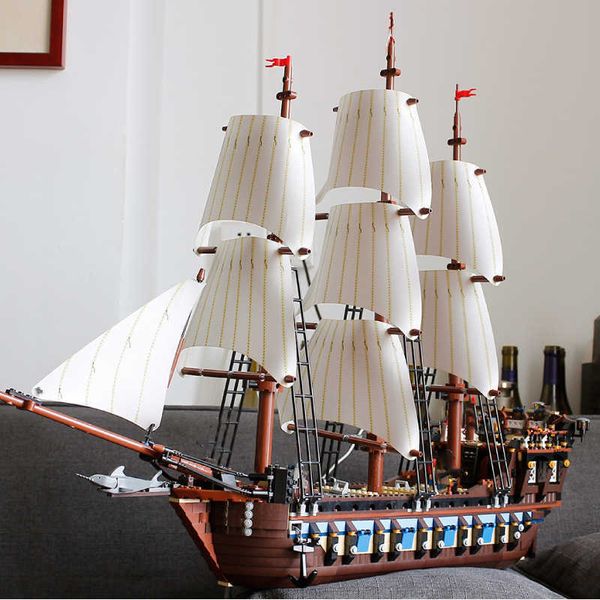 Blocs Stock Pirate Imperial Caribbean Ship Flagship Black Pearl Silent Mary Compatible 10210 70810 4184 4195 71042 Building Block Toys T221029