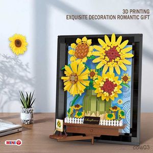 Blocs Tournesol 3D Gravure Mini Particule Puzzle Assemblage Bloc De Construction Jouet Décoration Peinture Garçon Fille Cadeaux D'anniversaire Pour Un Ami R230720