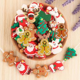 Bloques Sunrony 50/100/200pc Santa Claus Mandeo de nieve de la Navidad Beads Food Grado de bricolaje Paciguo Collar Collar Molar Toyos