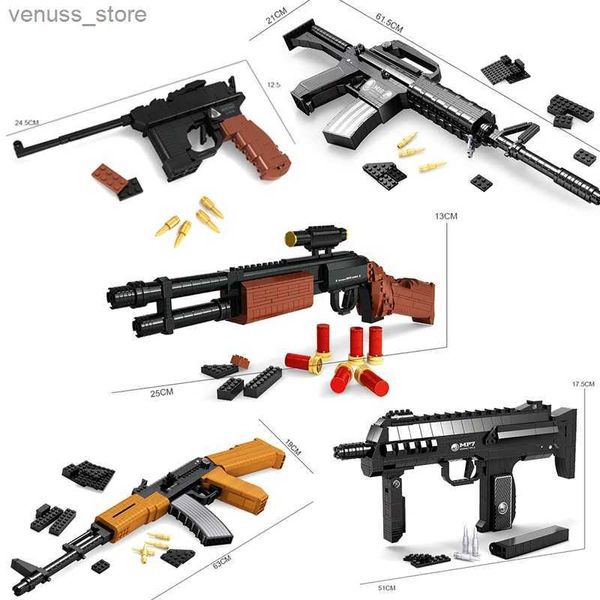 Bloques SWAT Ausini Guns Kits Ww2 AK47 Ejército Rifle de francotirador Revólver Pistola Bloques de construcción Niño Paquetes de juguetes Armas Técnica Desert Eagle M6 R231208