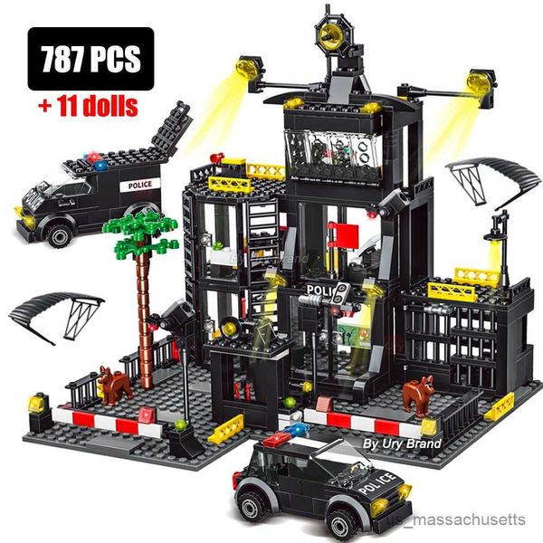 Bloques Swat Station City Model Set Prison Car Policeman Boath Boats Blocks Bloods Juguete de bricolaje para niños Regalo R230814