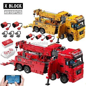 Blocs Véhicule de sauvetage de voiture technique APP télécommande grue camions à moteur électrique briques MOC blocs de construction jouets pour garçons cadeaux pour enfants 240120