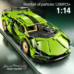 Blocks Technical Racing Sport Car 1280pcs Modèles Blocons de construction City Mechanical Speed ​​Vehicle Supercar Brick Puzzle Toys Kid Adult Gift