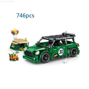 Blocs Technique Échelle Rally Car Building Block Mini Coopers Modèle Pull Back Véhicule Racing Briques Jouets Collection Pour Garçons Cadeau L230713