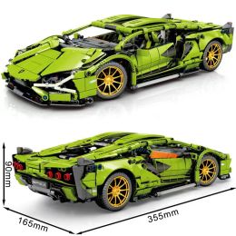 Blokken Technische supersnelheid Groen Lamborghinis Sportsauto Model Bouwstenen Beroemd voertuig Monteren Bakstenen Kidspeelgoed voor volwassen cadeau