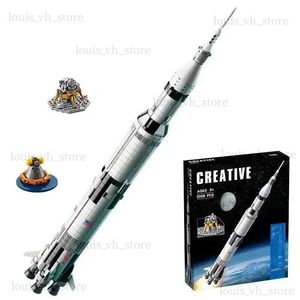 Blokkeert de Apollo Saturn v 92176 Bouwstenen Space Rocket Idee Series Bakstenen Educatief speelgoed voor kinderen Verjaardag Xmas Gifts T240325