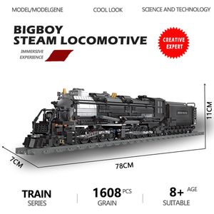 Blokkeert het bigboy stoomlocomotief treinbouw stadsmodel retro bakstenen moc creatieve module 1608 pcs speelgoed voor kinderen geschenken 230814