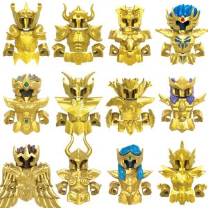 Bloqueos El personaje de anime de armadura Golden Doce Saints Mini Buildamentos de construcción Ladrillos Accesorios Figuras Figuras Kid Toy CQ11 CQ16 CQ17 CQ22