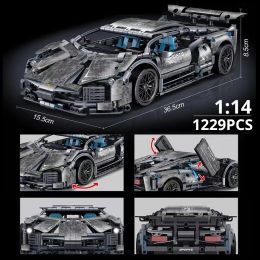 Blokkeert toylinx 1:14 Bouwstenen Auto MOC City Speed Car Luxury Auto Racing Vehicle met Super Racers Bricks Toys For Children Cadeau