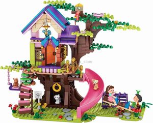 Blokken boomhut STEM-bouwspeelgoed Creatief bouwset 642PCS Boshuis bouwstenen Boomhut met dieren met doos 240120