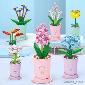 Blocs douze fleurs porte-bonheur du zodiaque maître de l'art floral bloc de construction jouets petites plantes en pot R230629
