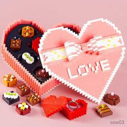 Blokken Valentijnsdag Cadeau voor Minnaar Roze Liefde Chocolade Gift Micro Bouwsteen Assemblage Puzzel Speelgoed Geschenken voor Mannen en Vrouwen R230718