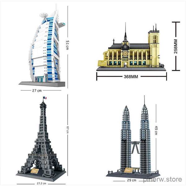 Blocs WanGe City Compatible Architecture Taj Mahal londres Paris ville pont blocs de construction enfants assembler des briques jouets