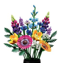 Blocs Bouquet de fleurs sauvages Compatible 10313 Fleurs artificielles Constructeur Pièce botanique pour anniversaire Anniversaire Drop Delivery Dhow6