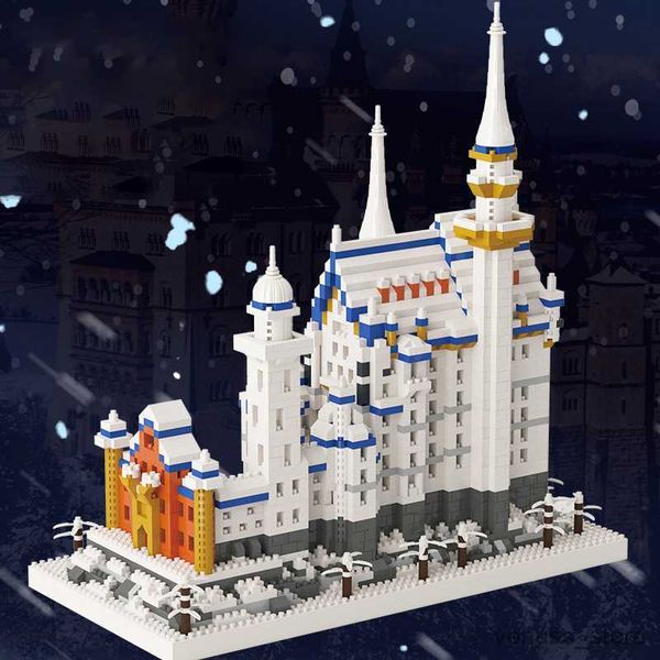 Bloques con luz LED Swan Lake Castle Building Block Assembly Mini World Architecture Modelo de juguete para niños Regalos de Navidad R230701