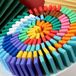 Bloques de madera Domino Color Ordenar Arco Iris Dominó de madera Construcción Juegos de rompecabezas Juguetes para niños Educación temprana Montessori Regalos 230907