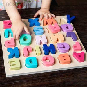 Blokken Houten Puzzel Montessori Speelgoed voor Baby 1 2 3 Jaar Oude Kinderen Alfabet Nummer Vorm Matching Games Kinderen vroege Educatief Speelgoed 240401