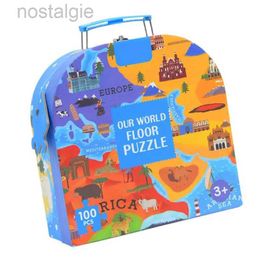 Blocs Carte du monde Puzzle pour enfants 100 pièces Aide à l'apprentissage Jouet éducatif pour les enfants de 4 ans et plus Apprentissage de la géographie Jouets cognitifs 240401