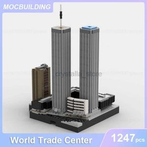 Blocs World Trade Center 1987-2001 modèle d'architecture MOC blocs de construction affichage bricolage assembler des briques jouets éducatifs cadeaux 1247 pièces 240120