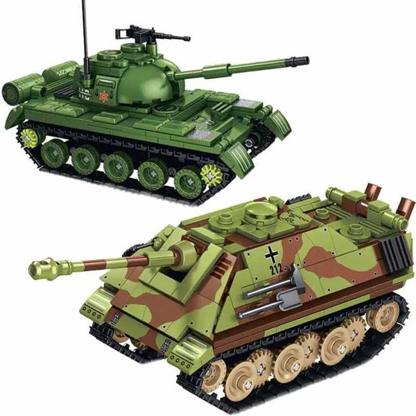 Bloque la Seconde Guerre mondiale Armée allemande Jagdpanteter G1 Véhicule blindé Type 59 Moyen Tank Combat Brick Army Model Model Blocing Blocs Set Childrens Toys WX