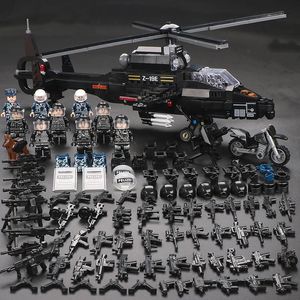 Blokken WW2 Special Forces SWAT Stad Militaire Wapens Helikopter Vliegtuigen Tank Cijfers Bouwsteenspeelgoed Kerstcadeau 231114