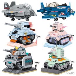 Blocs WW2 Tank Aircraft Model Building Blocks DIY Military Aviation Fighter Micro-particle Assembly Ornements Boy Gift Jouets pour enfants R230718