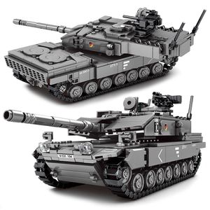 Bloques WW2 tanques ejército tanque de batalla principal militar Challenger Leopard 2A7 soldado bloques de construcción ladrillos niños juguetes regalos 230625