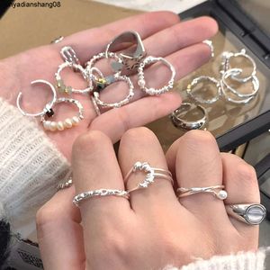 Bloggers bijpassende accessoirering nicheontwerp high-end elastisch touw gebroken zilveren ring dames minimalistische stijl