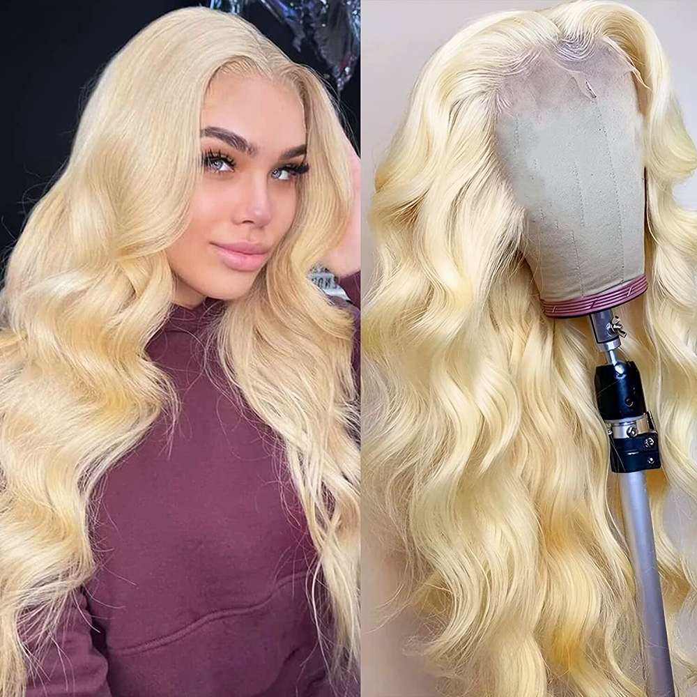 Blonde 613 Body Wave 13x4 Transparent Lace Frontal Human Hair Wigs Pre plucked With Natural Hairline