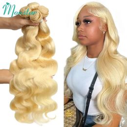 Blonde 613 Gekleurde Body Wave Menselijk Haar Bundels 1 Stuks Dubbelgetrokken Ruwe Vietnamese Weave Inslag 22 24 26 28 30 32 Inch 240110