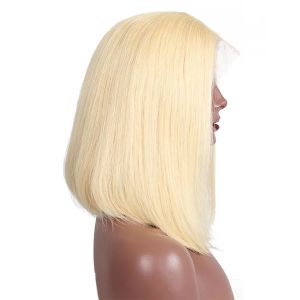 Blonde # 613 Lace Lace Front Wig Remy Human Human Human 13x4 Frontal Lace Wig Bob Blunt Cut avec des nœuds à nœuds Hirline Baby Hair