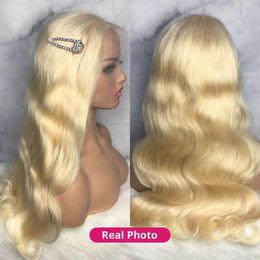 Blonde Body Wave Lace Front Wig HD Dentelle Transparente Cheveux Humains 613 Sans Colle Pré Plumée Pleine Perruques Frontales Pour Les Femmes