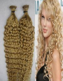 Extensiones de cabello de fusión de queratina de cabello brasileño rubio, extensiones de cabello con punta, 100g, Afro Kinky Curly9888514