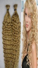 Extensiones de cabello con punta en U para uñas, pelo brasileño rubio, rizado, rizado, 200g, 200s, hecho a máquina, cápsulas de queratina preadheridas Remy, Hair8274135