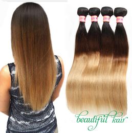 Extensions de cheveux brésiliens vierges lisses blonds ombrés 1B27 1B30 1B99J 1B427, produits capillaires 7715986