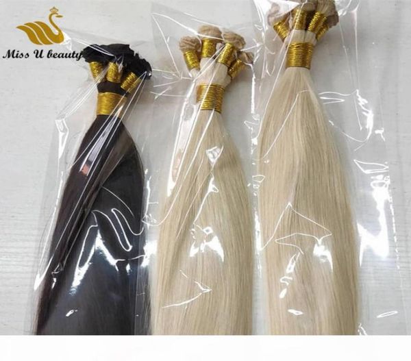 Extensiones de cabello rubio Cabello atado a mano Camino blanco Color de color gris tejidos humanos hechos a mano 100gram3835694