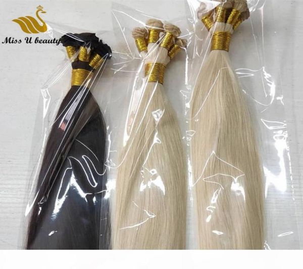 Extensiones de cabello rubio Trama de cabello atado a mano Color blanco gris claro Tejidos de cabello humano hechos a mano 100 gramos 7496284