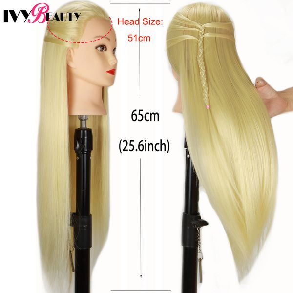 Entraînement aux cheveux blonds tête de mannequin avec stand coiffeur de maquillage pratiques mannequin têtes têtes pour coiffures coiffures coiffures