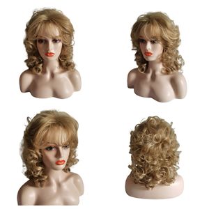 Blonde haarpruik voor vrouwen zoals synthetische warmtebestendige natuurlijke elf Halloween Daily Fiber Lace Pruik