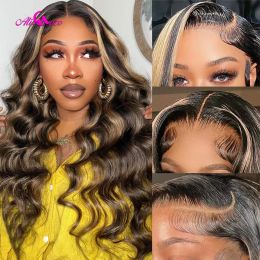 Blonde Highlight Body Wave Lace Front Human Hair Wig Hd 13x4 13x6 Lace Frontal Human Hair Wigs for Women Hightlight 1B / 27 Wig