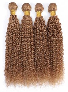 Blonde kinky krullend haarbundels 27 Bruin Remy Hair 34 Kinky Curl Human Hair Extensions Braziliaanse blond Weaving4978982