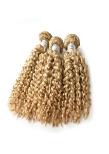 Blonde Crépus Bouclés Extension de Cheveux 613 Crépus Bouclés Brésiliens Vierge Remy Extension de Cheveux Crépus Ondulés 3 Bundles Offres Bateau Rapide Pour B2602661