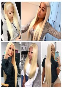 Blonde kanten voorkant menselijk haarpruiken recht gekleurde menselijk haarpruiken voor zwarte vrouwen inch pre -geplukte kant voor pruik vol 4861525